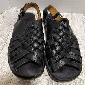 Cotelac black leather Strappy woven sandals Sz 40 9-9.5